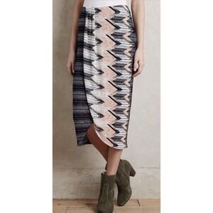 Anthropologie Maeve Blush Plata Chevron Tulip Midi Skirt Women's Size XS